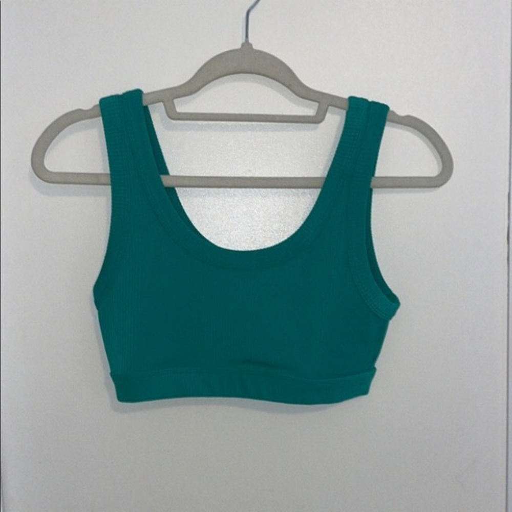 Teal Ribbed Crop Top